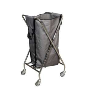 Chariot de collecte du linge avec sac polyester 50L, idéal pour hôtels et hôpitaux