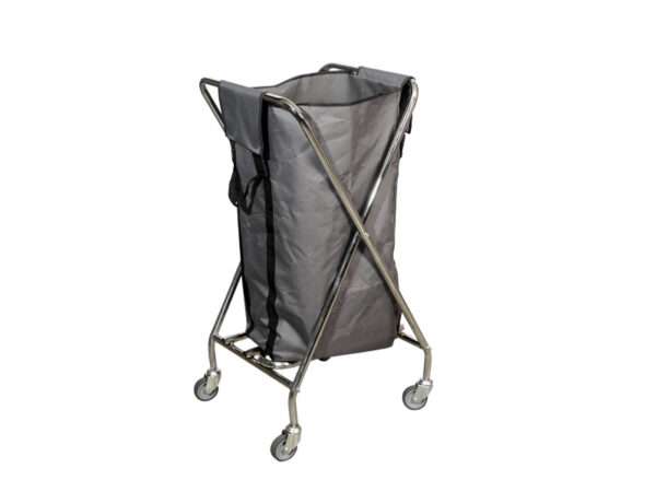 Chariot de collecte du linge avec sac polyester 50L, idéal pour hôtels et hôpitaux